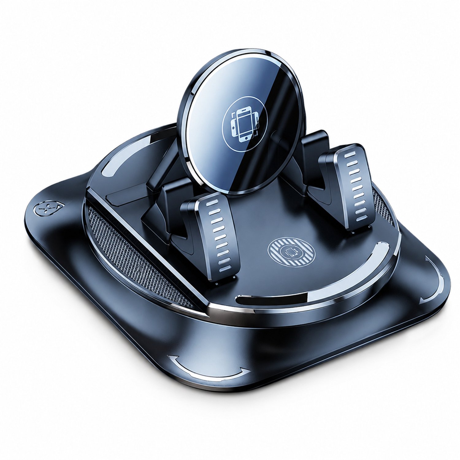 Telefoonhouders auto – dashboardhouder met spiegelafwerking en autolader met trekring