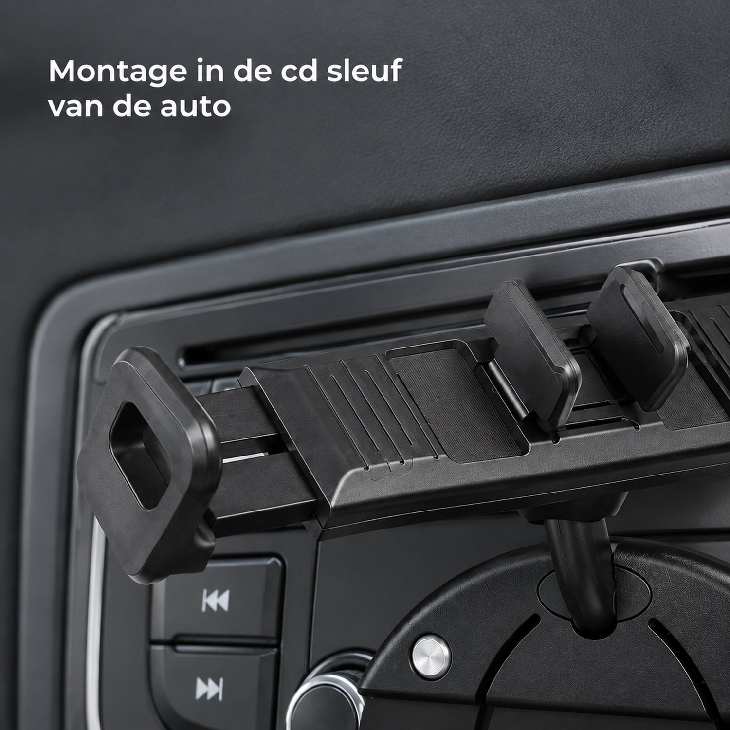 telefoonhouders auto voor cd sleuf met twee telefoonposities en verstelbare draaiknop