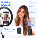 Bluetooth-afstandsbediening voor Studio ME ringlamp, 10 meter bereik, voor draadloze bediening van foto's en video's.