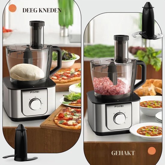 Multifunctionele keukenmachine, 1100 W, 3 snelheden en pulsfunctie — afbeelding 3