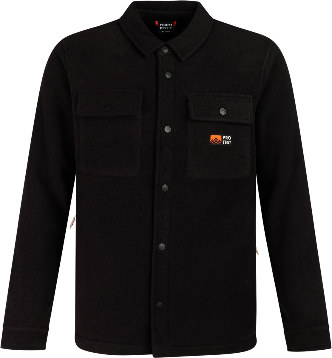 Protest PRTHideout Jas Heren Overshirt Outdoorjas Fleece Drukknopen Zwart