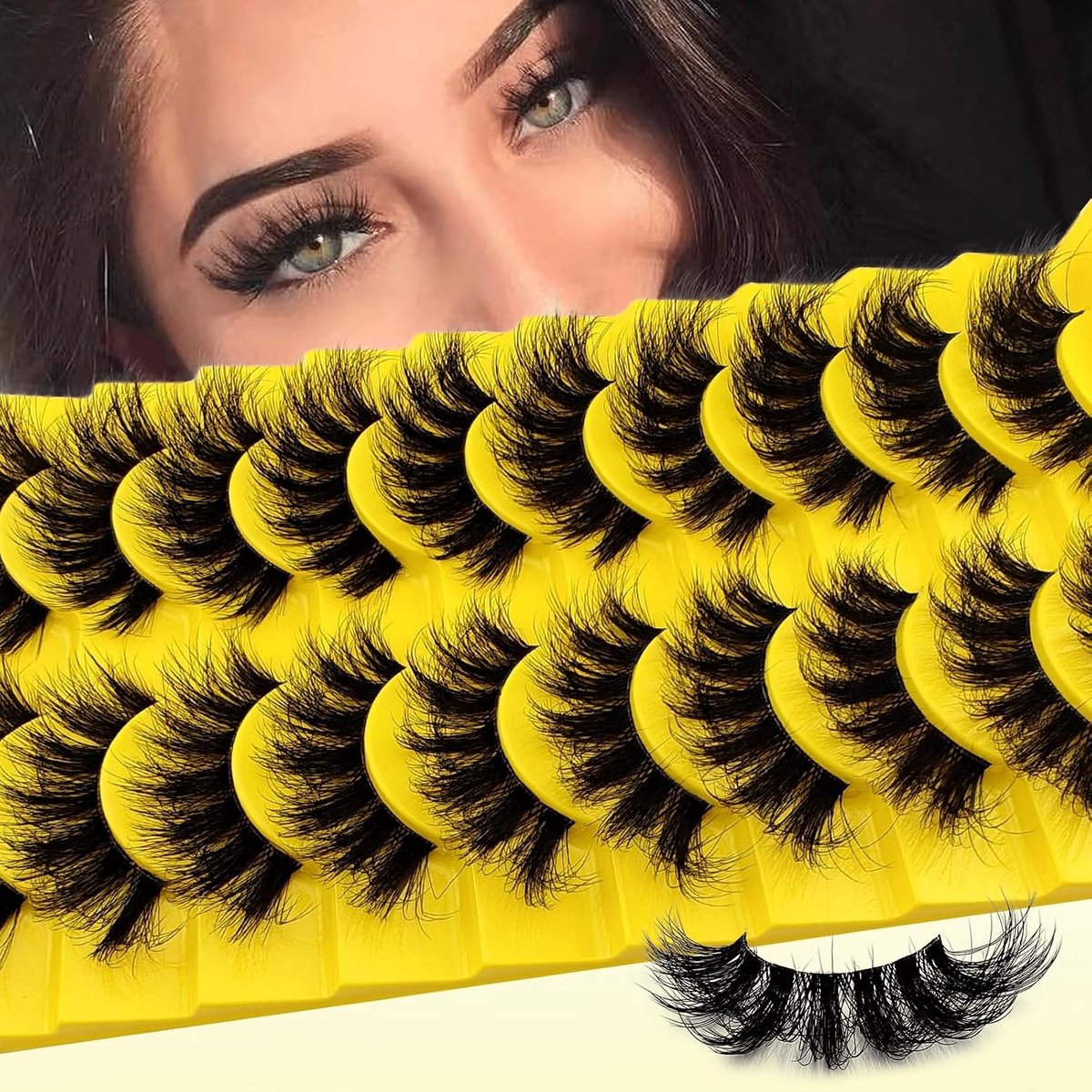 10 Paar Duidelijke Band Kunstwimpers, Kat-Oog, 15mm Fluffy Wimpers, Natuurlijke Look en D-Curly Wispy Effect
