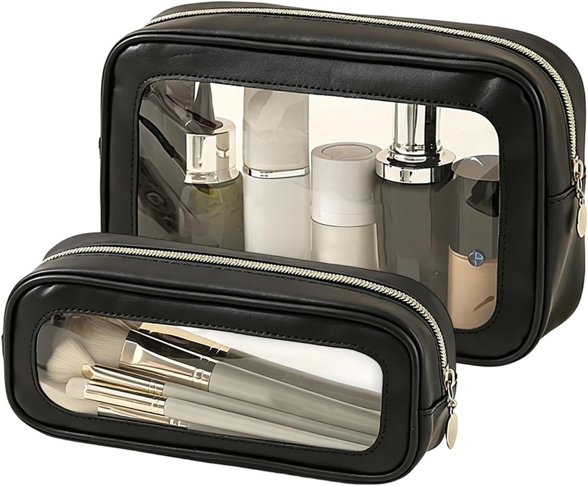 Transparante Make-uptas - Zwart - 23 x 15 x 6 cm - Waterdichte Toilettas voor Vrouwen - Ideaal voor Reizen