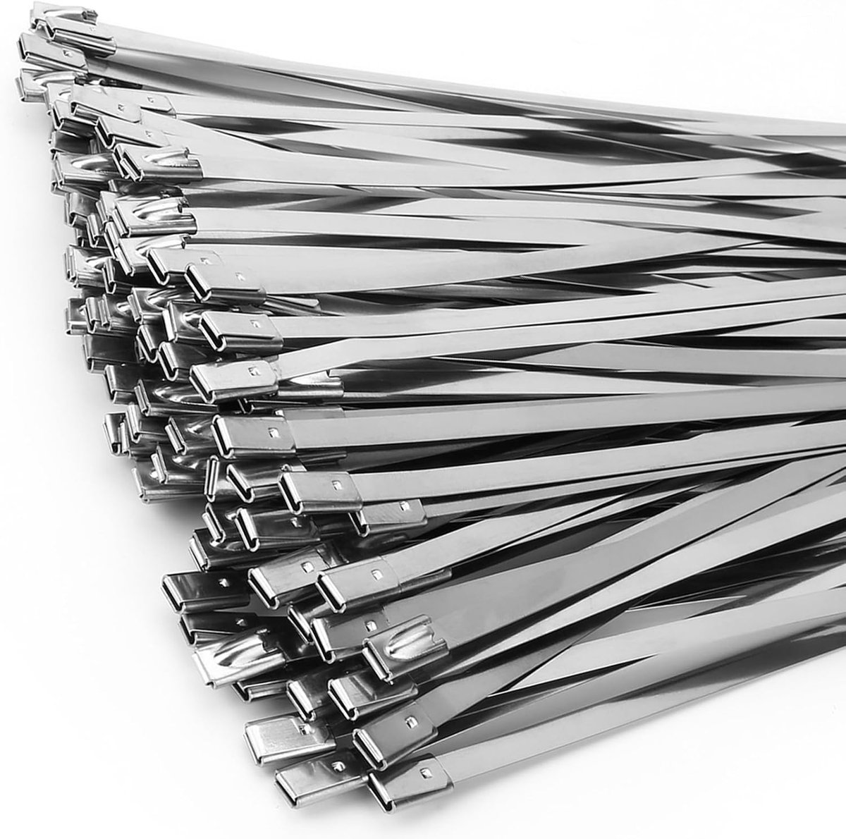 Kabelbinders, 100 stuks, 200 mm x 4,6 mm (V2A), sterke metalen kabelbinders, hittebeschermingsband, bevestiging, hekbouw, kabelbeheer