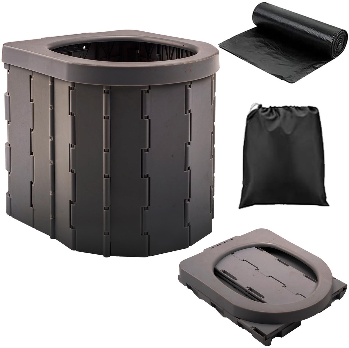 Campingtoilet, Draagbaar Toilet, Vistoilet, Kampeertoilet, Campertoilet - Opvouwbaar Toilettemmer & Camping WC