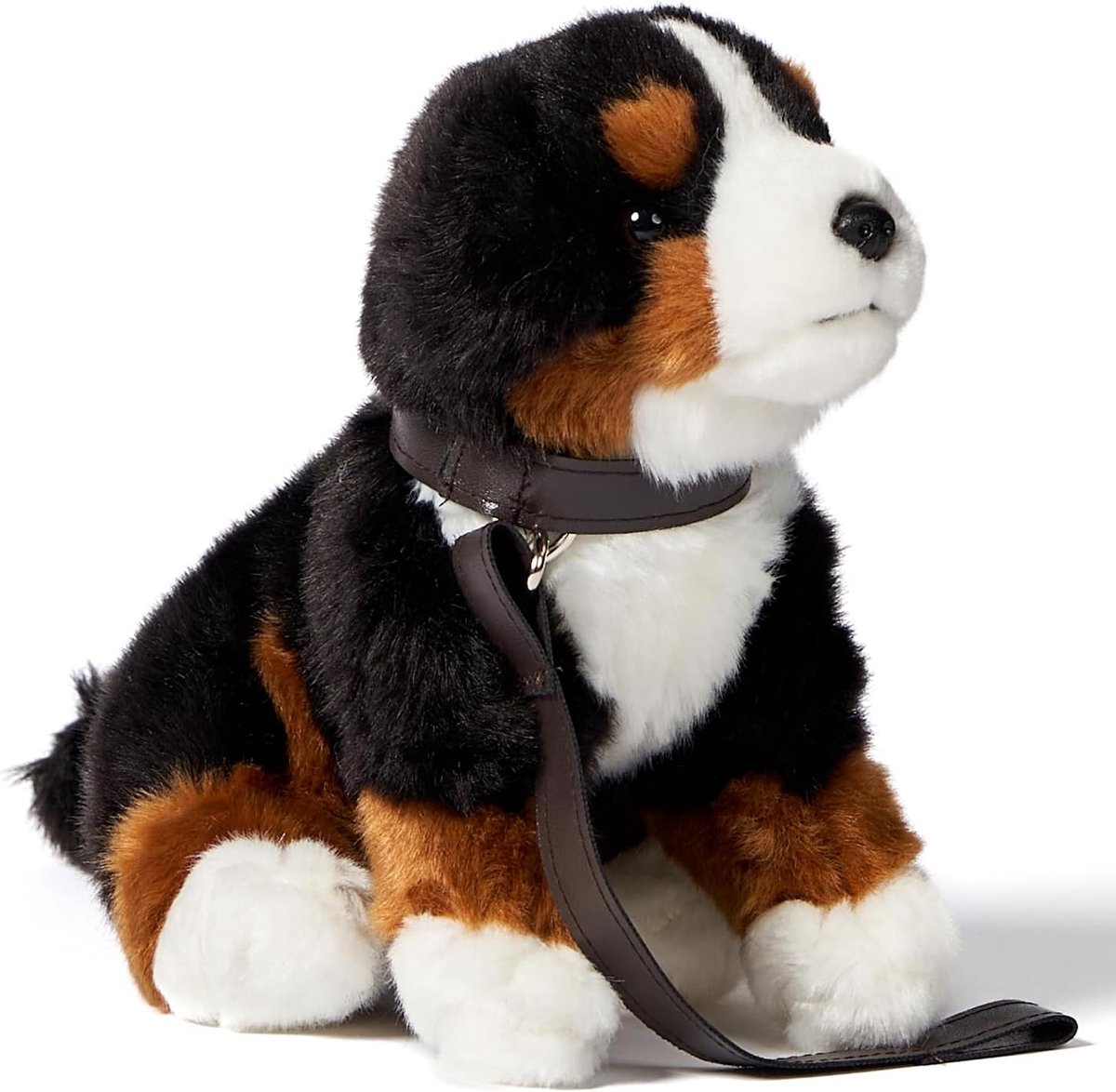 - Berner hondenpuppy, zittend - met riem - 19 cm (hoogte) - pluche hond, huisdier - pluche dier