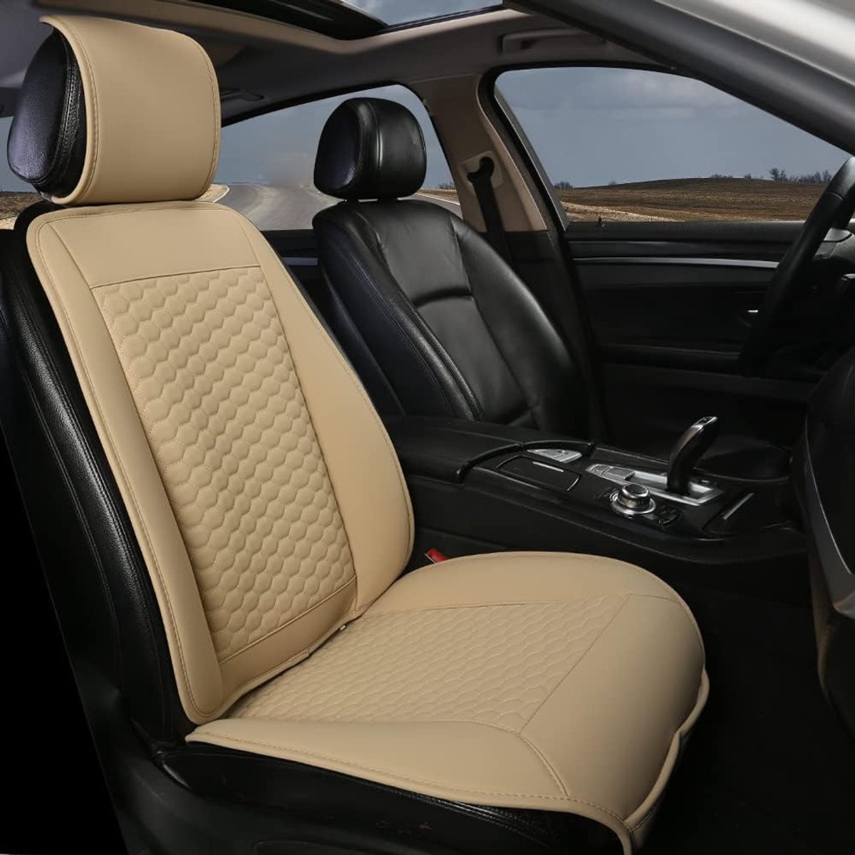 Panther Driver Autostoelhoes, Seat Cover, PU lederen autostoelbeschermer Beige