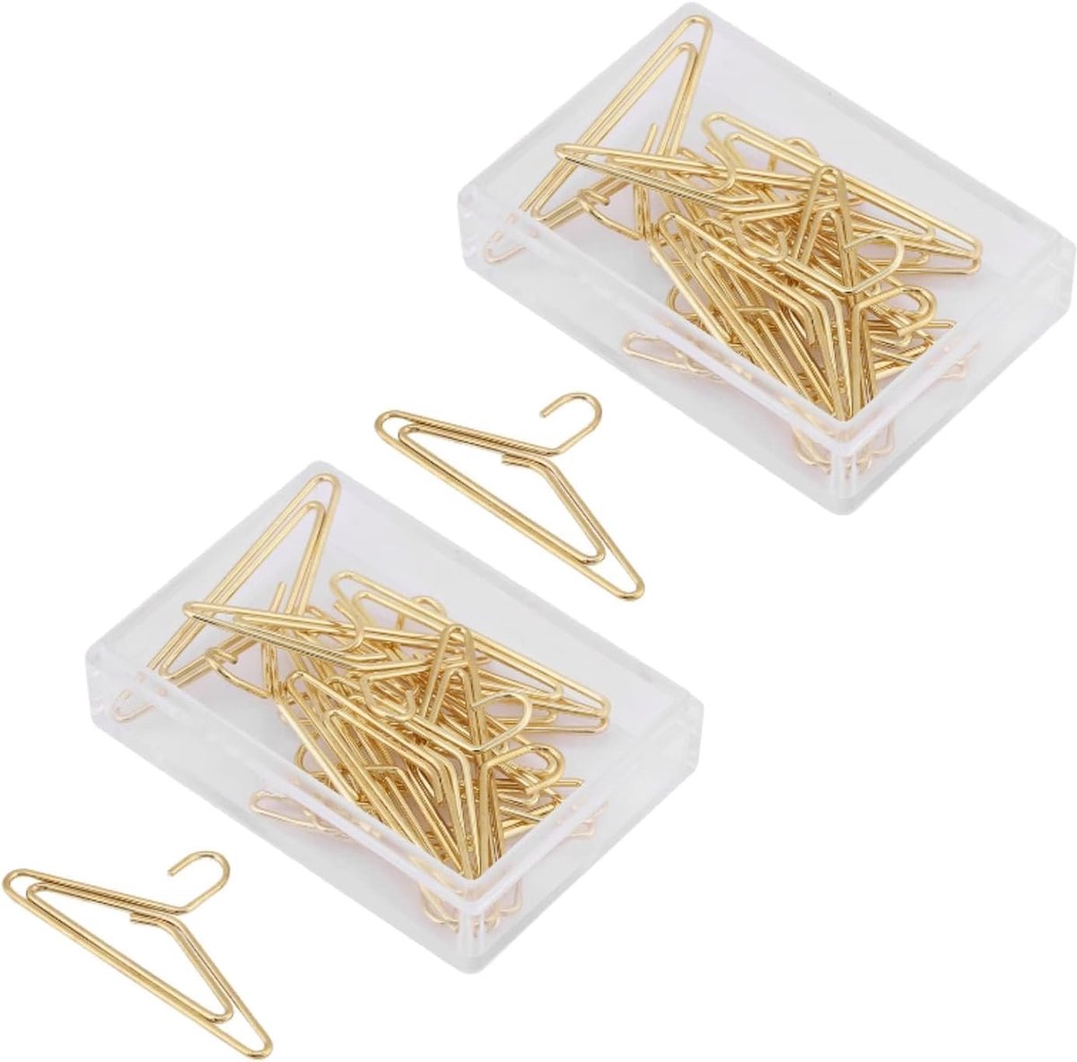 Dailygoods- Paperclips Goud - 24 Stuks Hanger Vorm - Multifunctionele Paperclips - Roestvrij Staal - Kantoor Benodigdheden - Uniek Ontwerp - Kantoorbenodigdheden