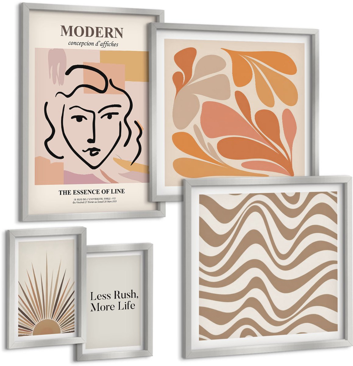 Coloray 5-Delige Schilderij Set - Berglandschap Met Een Strand En Een Houten Huis - 20 x 30 cm - Muurdecoratie - Schilderijen Set - Woonkamer - Interieur Decoratie