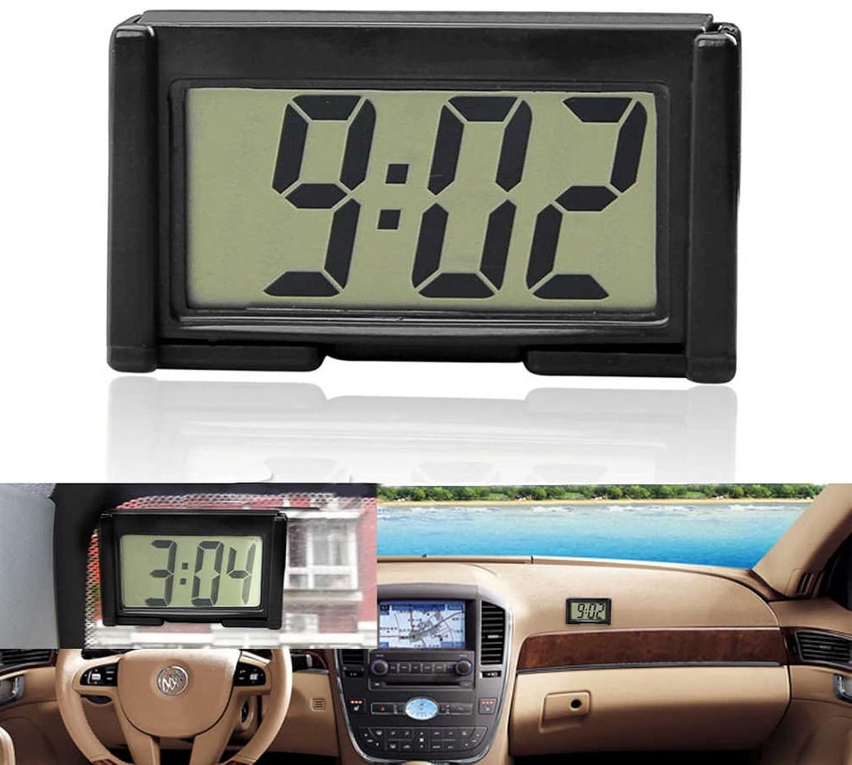 Auto LCD Digitale Klok - Draagbare Elektronische Klok Met Vloeibare Kristallen