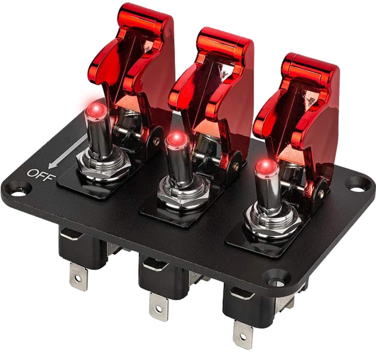 Tuimelschakelaars, 12 V, voor racewagens, koolstofvezel, rood/blauw