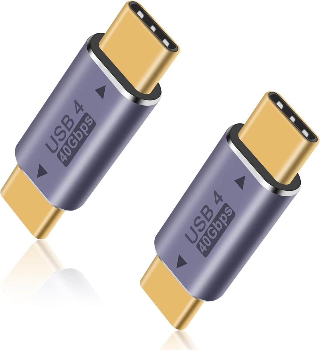USB C Mannelijk naar Mannelijk Adapter 40 Gpbs, 8K USB Type C Mannelijke Adapter 100W compatibel met Thunderbolt 3/4 en USB Type C apparaten (2 stuks)