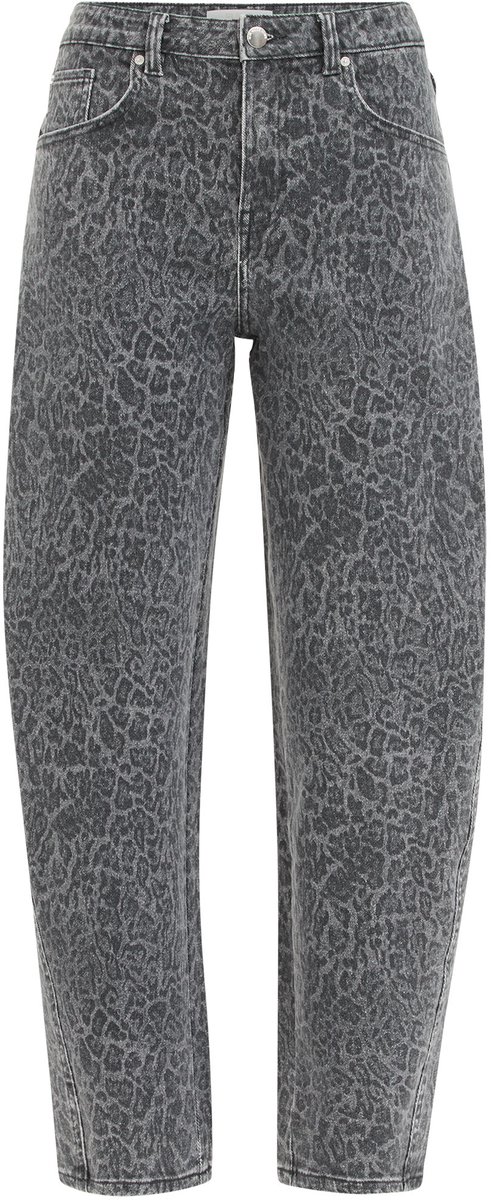 WE Fashion Dames barrel fit jeans met luipaardprint