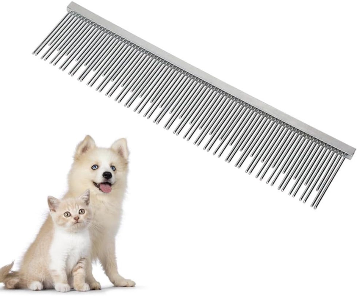 Huisdierverzorgingskam - Roestvrijstalen Borstel - Zelfreinigend - Compact Formaat - Geschikt voor Honden en Katten - Verzorging van Loss...