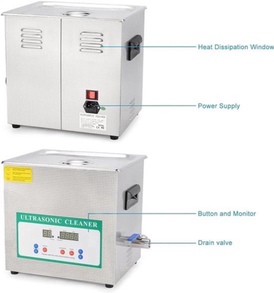 Ultrasoon Reinigingssysteem – Ultrasone Reiniger – Ultrasoon Schoonmaakapparaat – Reinigingsmachine – Ultrasoon Tank – 10 Liter Inhoud – 40 kHz Frequentie – Roestvrij Staal – Instelbare Temperatuur en Timer