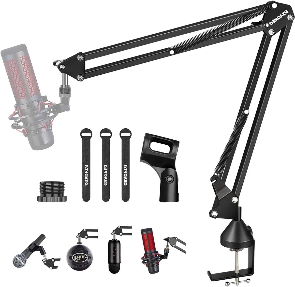 Microfoon Boom Arm - Schaar Arm Stand - Opname Studio - Verstelbaar Metaal - Max 1.8KG - Zwart