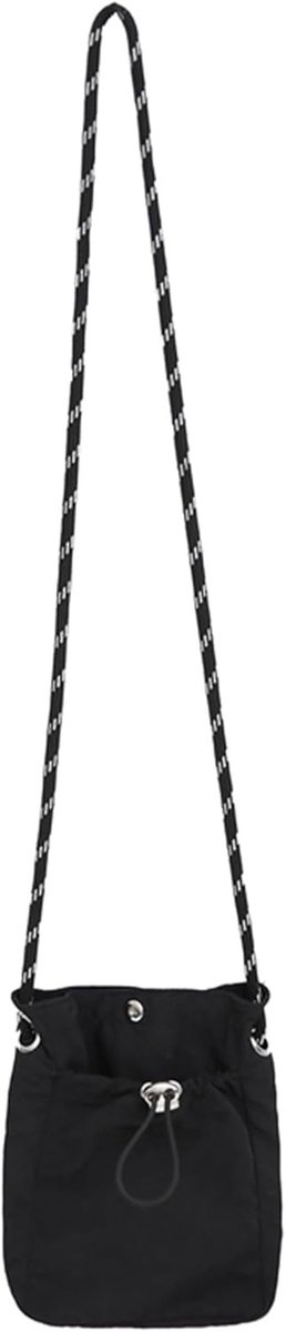 Stijlvolle Nylon Schoudertas voor Dames, Mini Telefoonhoesje, Trekkoord Tas, Lichtgewicht en Praktisch, 20x13x4cm, Verstelbare Schouderriem, Khaki Kleur
