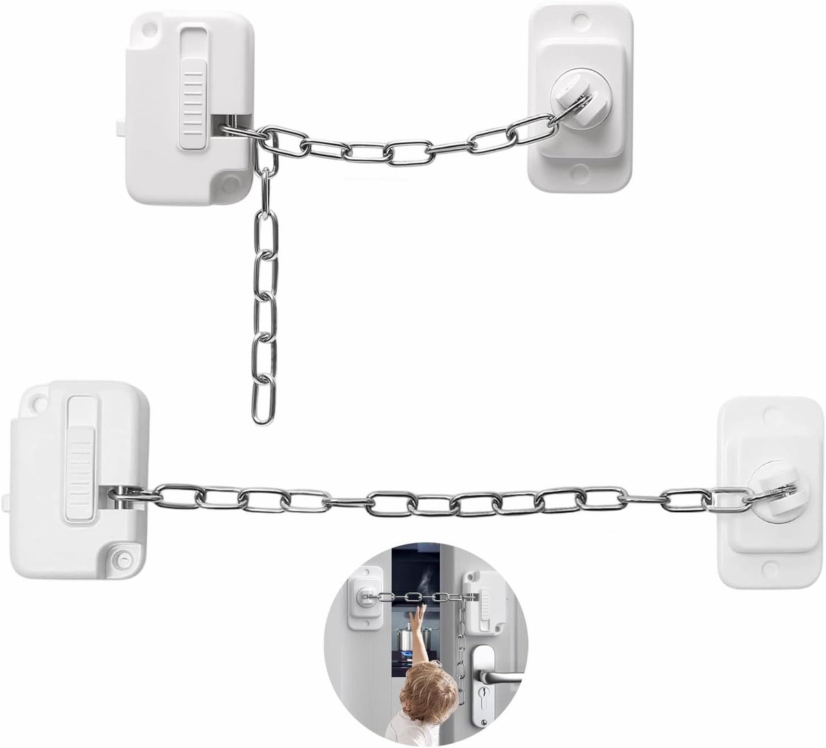 Raamsloten voor optimale raambeveiliging, kinderbeveiliging en deurkettingen - 2 stuks wit