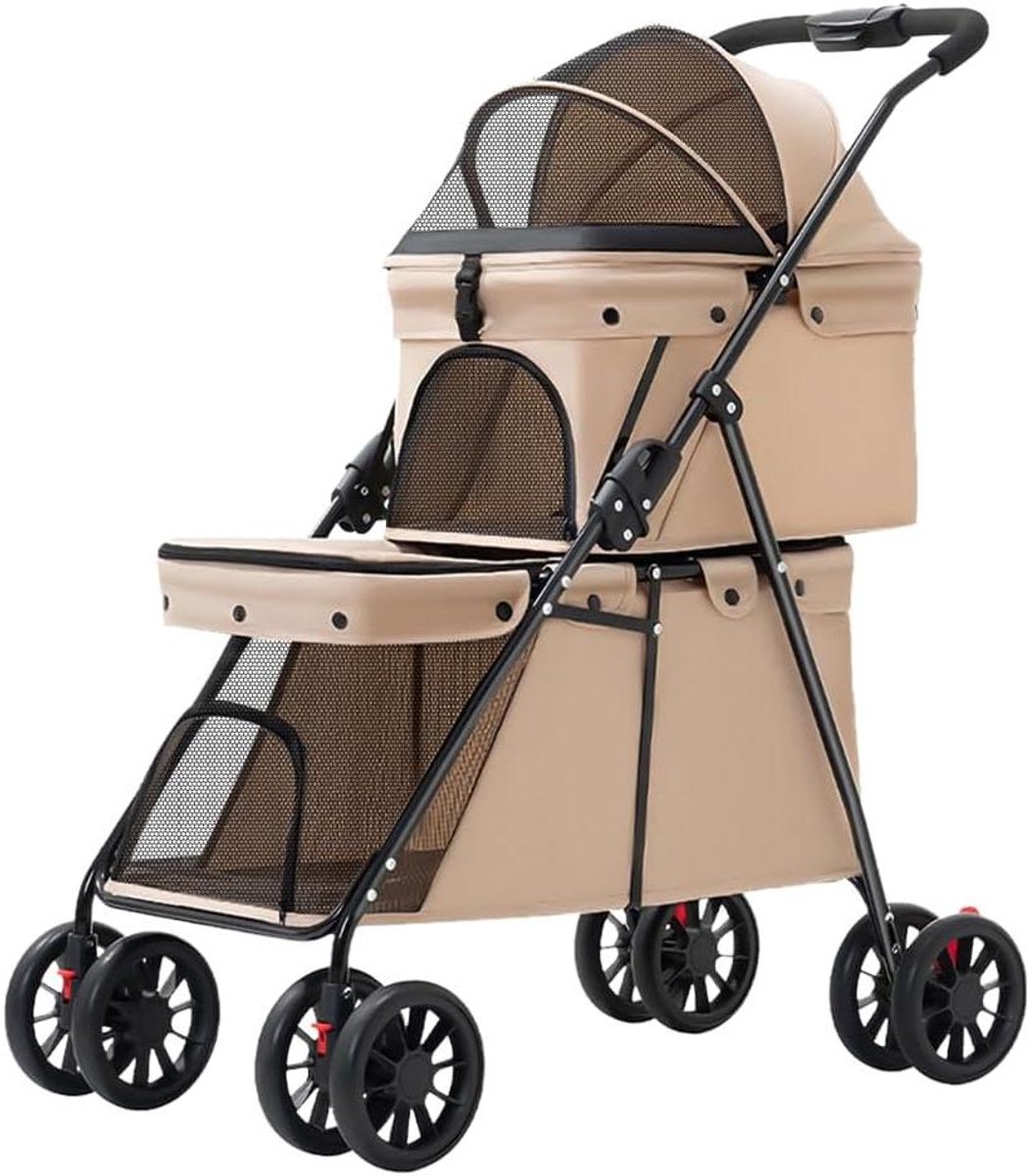 Dieren Wandelwagen - Reisbuggy - Buitenactiviteiten - 3-in-1 Ontwerp - 67 x 50 x 95 cm - Koffie met melk