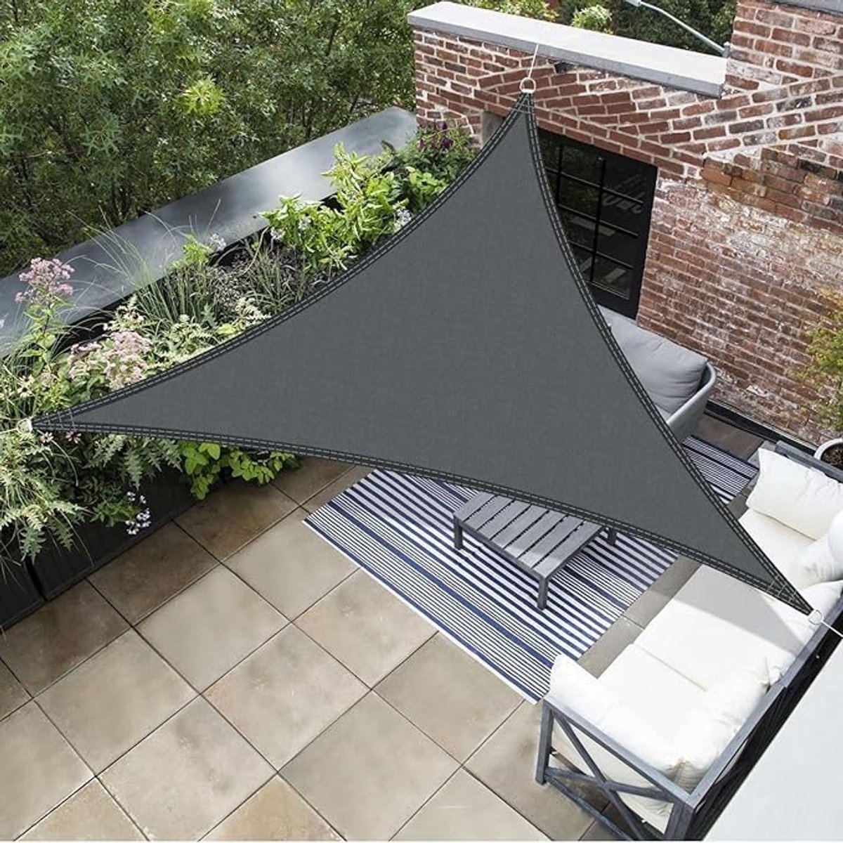 PolkaHome Schaduwdoek Driehoek 2,5x2,5x2,5m Waterafstotend UV-Bescherming voor Tuin en Balkon - Antraciet