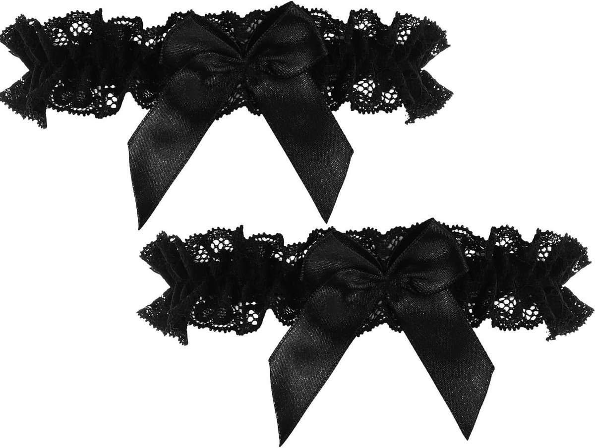 Zwarte Kanten Kousenbanden voor Bruiden, 2 Stuks Verstelbare Kousenbanden voor Trouwerij, Feest en Cosplay Geschenken met Sexy Ontwerp en Comfortabele Pasvorm