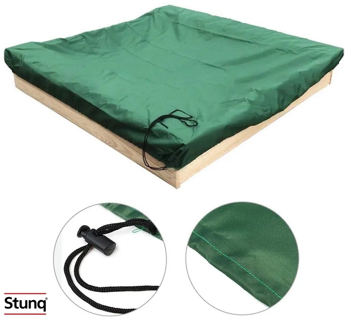 Stunq® Zandbakhoes Vierkant Waterdicht Oxford Doek Groen met Trekkoord