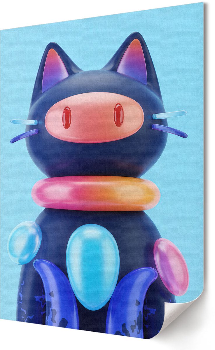 Coloray Polycanvas Wandposter - Vrouw Boven Het Gat, Illustratie - A2 - Wit Patroon - Rechthoek - Canvasposter - Woonkamer, Slaapkamer, Kantoor - Minimalist