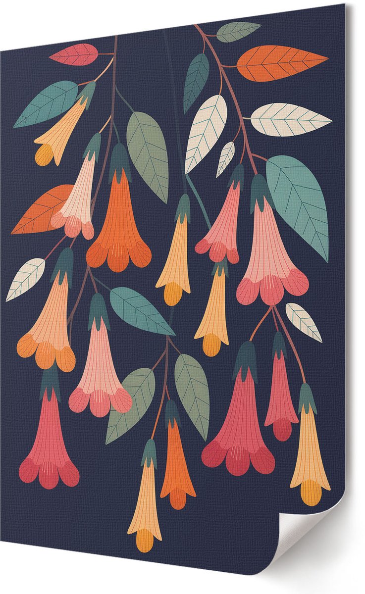 Coloray Polycanvas Wandposter - Een Tafel Met Eten, Schilderen - A3 - Rood Poster - Rechthoek - Muurkunst - Woonkamer, Slaapkamer, Kantoor - Klassiek
