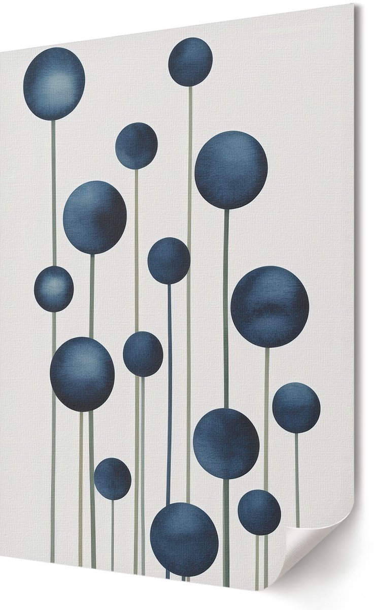 Coloray Polycanvas Poster - Neon Glimlach, Illustratie - A3 - Blauw Wandposter - Rechthoek - Decoratieve poster - Woonkamer, Slaapkamer, Kantoor - Humoristisch