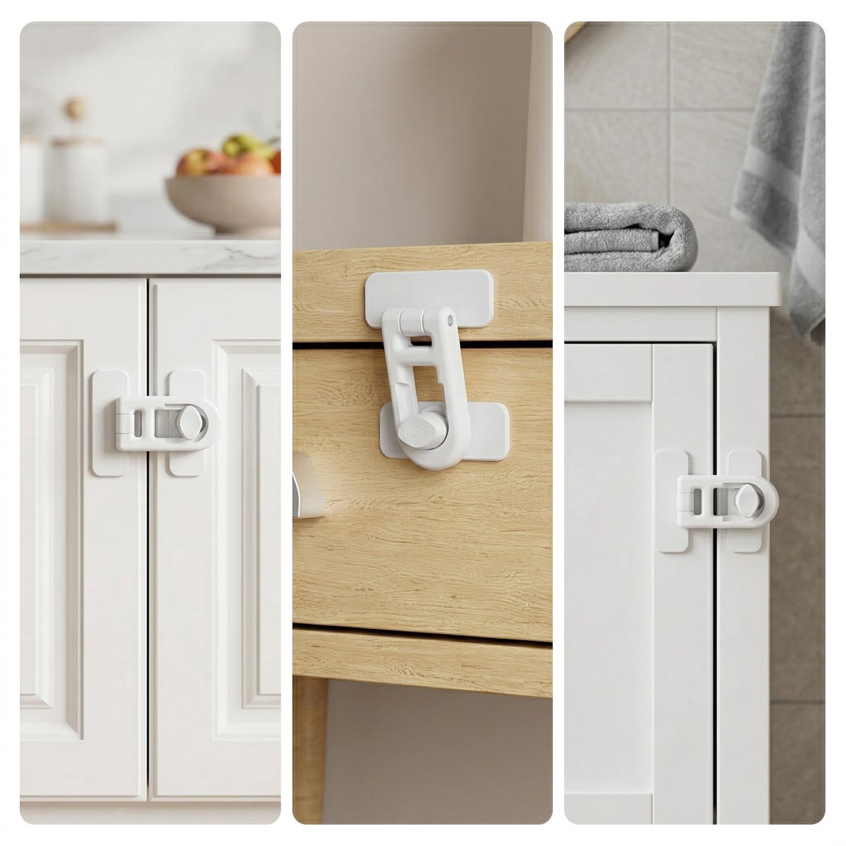 Kinderbeveiliging kastslot 6 stuks koelkastslot ABS veiligheidsslot wit multifunctioneel voor kast lade vriezer zonder - ShopVlot