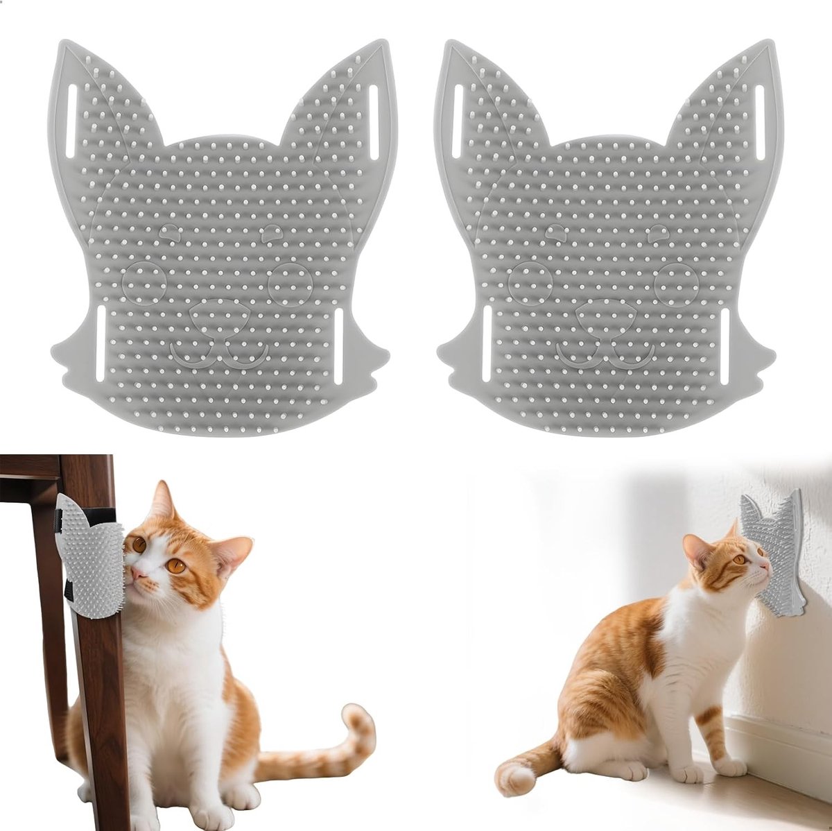 2 Stuks Kattenkop Ontwerp, Dierenhaar Borstel, Borstel voor Vachtverzorging, Kat Massager, Krabkam en Vachtverwijderaar voor Honden en Katten, Ideaal voor Massage en Verzorging