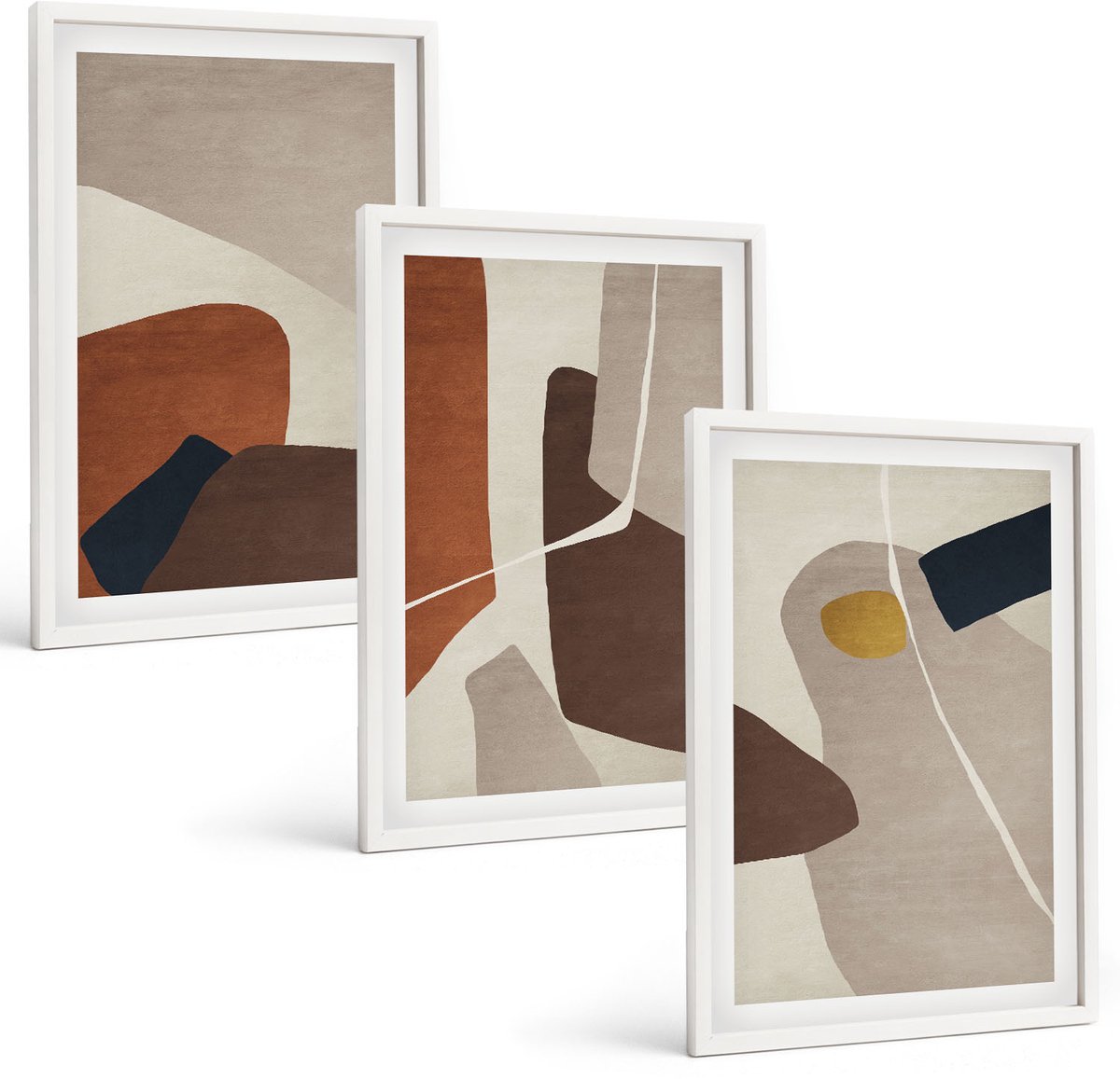 Coloray 3-Delige Schilderij Set - Abstracte Boho-Schildervormen In Moderne Stijl - 40 x 60 - Wanddecoratie - Muurdecoratie - Woonkamer - Decoratieve Schilderijen