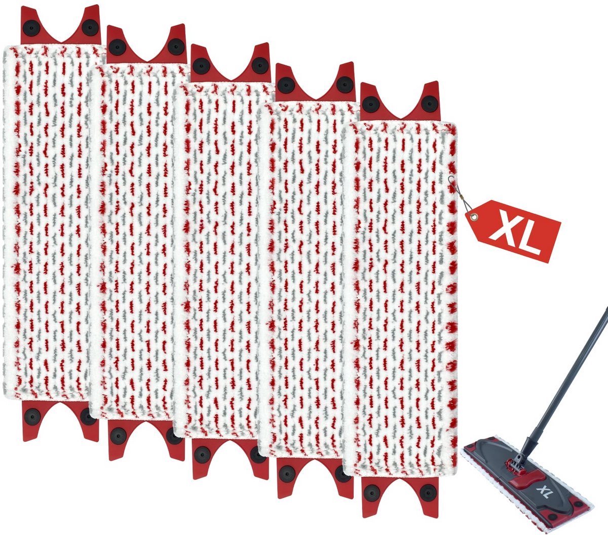 casalora® - Microvezeldoeken geschikt voor Vileda Ultramax XL vloerwissers - 5 stuks - Dweildoeken - vervangende overtrek - extra brede dweilhoes - Navulling - voor alle harde vloeren, vlekkenwerend - wasbaar - dweilpads