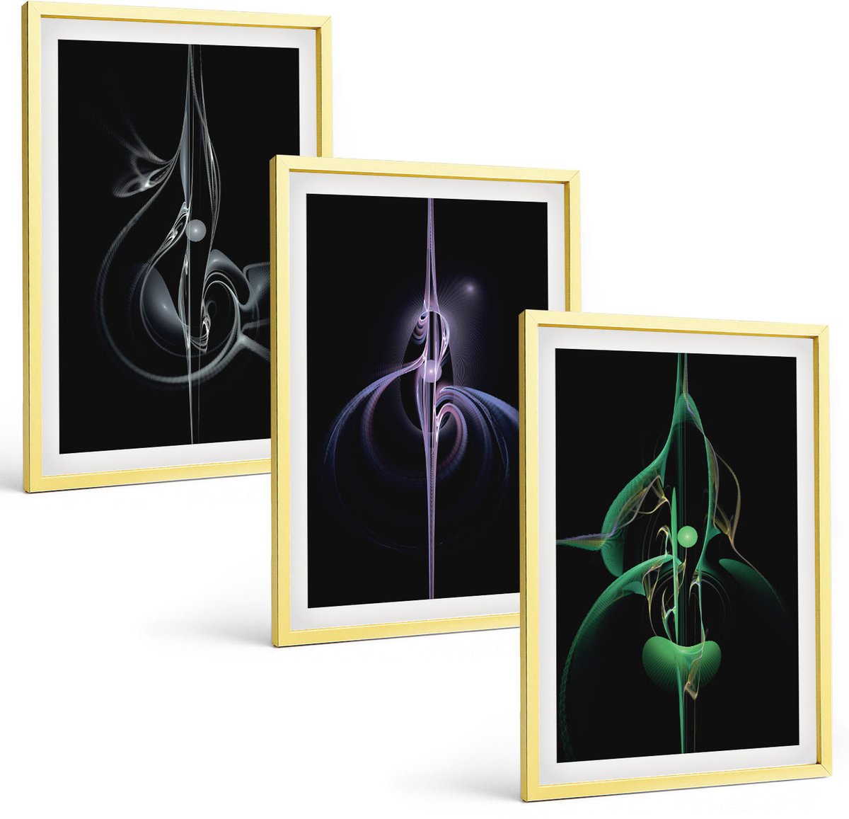 Coloray 3-Delige Schilderij Set - Stijlvolle Zwart-Witportretten Van Vrouwen In Elegante Poses - 40 x 40 cm En 40 x 60 cm - Wanddecoratie - Schilderijen Set - Kantoor - Moderne Wanddecoratie
