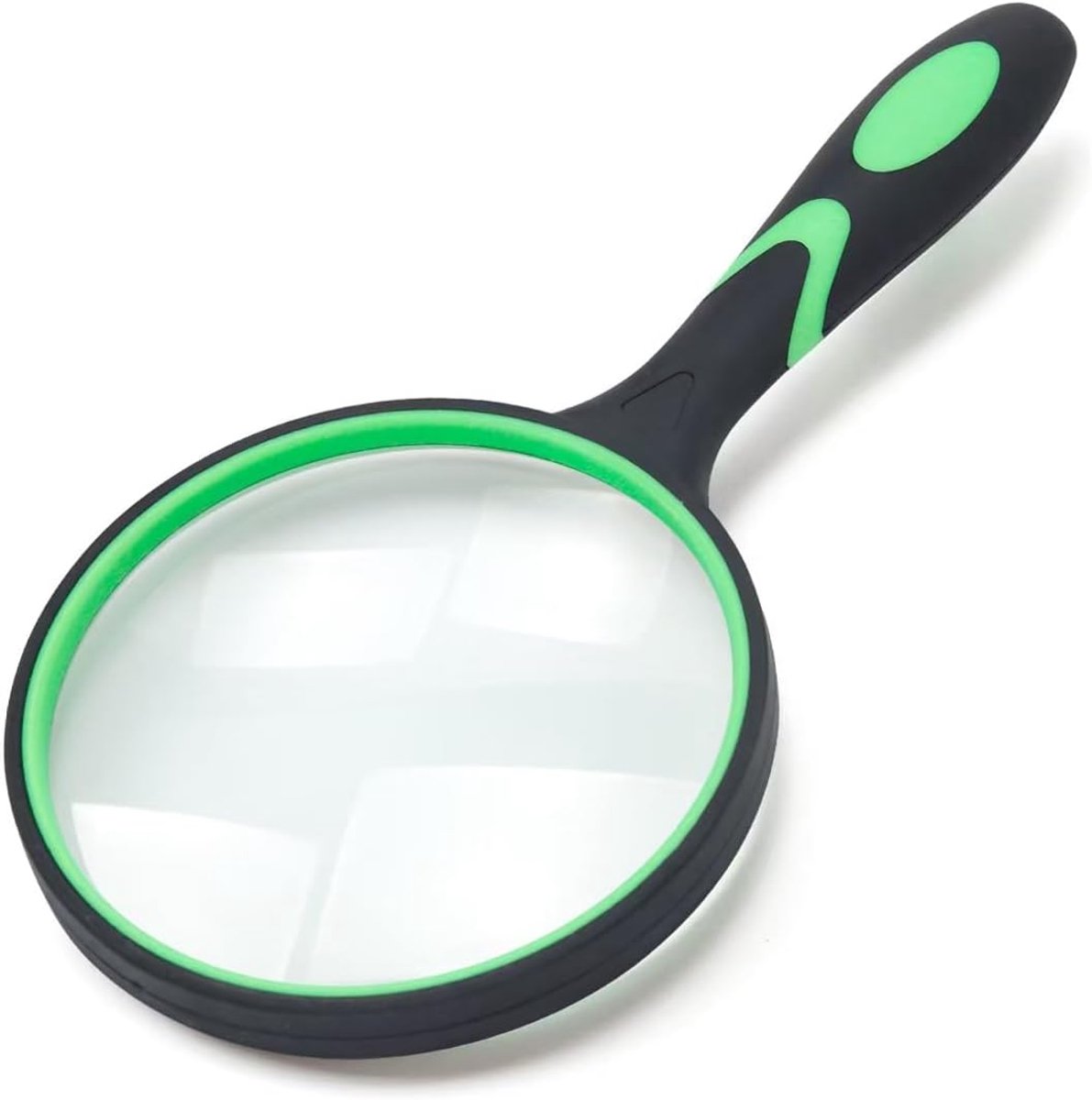Vergrootglas, 5x vergroting, hand, lezen, voor senioren en kinderen, 100 mm, echt glazen vergrootglas, voor het lezen van boeken en kranten, insecten en hobbyobservatie, klas, wetenschap, groen