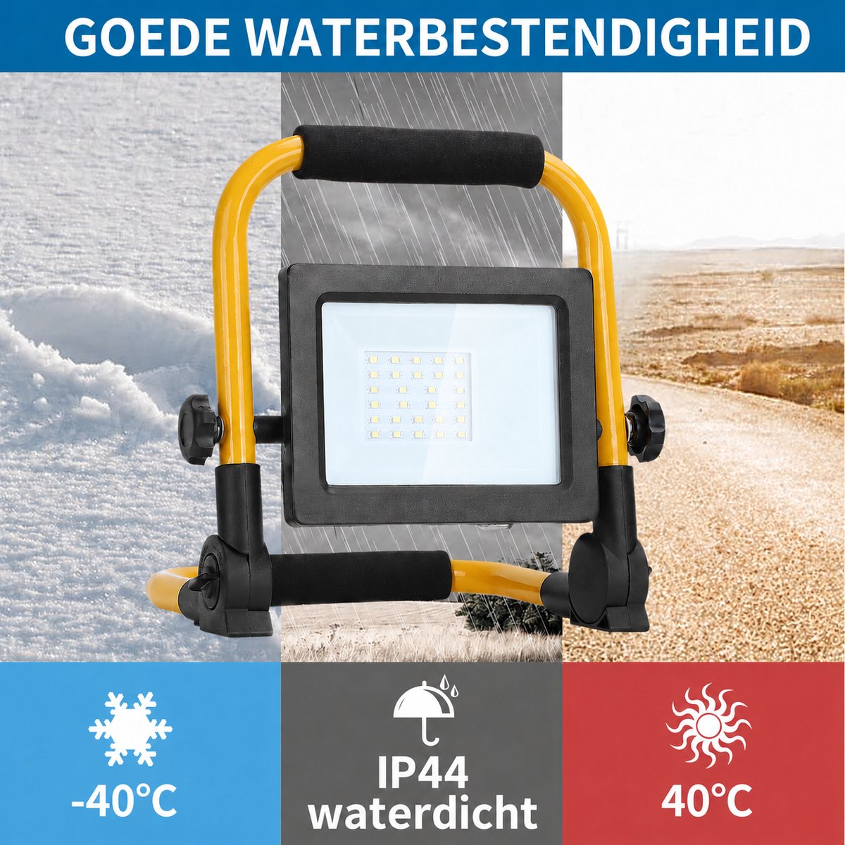 13VRQ - LED Werklamp - Bouwlamp - 20W - 1800lm - IP44 - 6500K Daglicht wit - incl. 1.8m Aansluitstekker van Aigostar — cadeau in Tuin & Klussen - foto 6