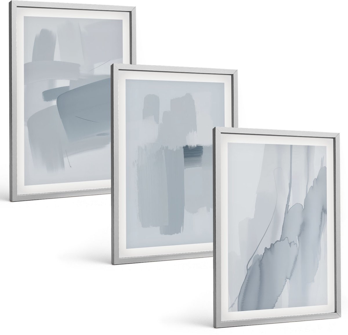 Coloray 3-Delige Schilderij Set - Abstracte Composities In Aquarelstijl - 40 x 60 cm - Muurdecoratie - Schilderijen Set - Woonkamer - Woonkamer Decoratie