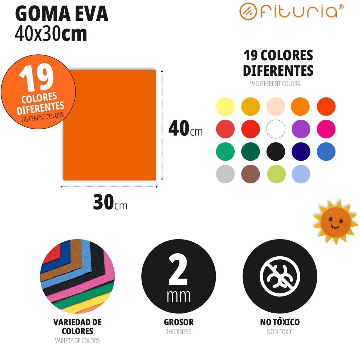 EVA-rubber 40 x 30 cm - gekleurde schuimplaten - 5 stuks - ideaal voor creatieve projecten - ShopVlot