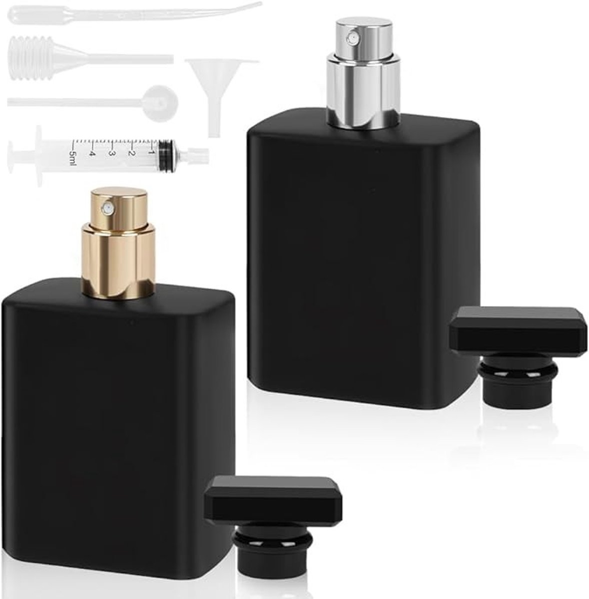 PolkaHome Parfumverstuiver 2 x 50 ml Navulbare Parfumfles Reisfles Zwart
