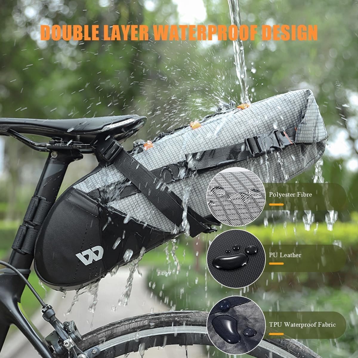 Fietstassen dubbel - Zwart-grijs - 10 litres - Waterdichte Uitbreidbare Fietszadeltas - Voor MTB, Racefiets en Stadsfiets