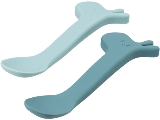 silicone spoon 2-pack - lalee - blue- done by deer- bestek van Done by Deer — afbeelding 3