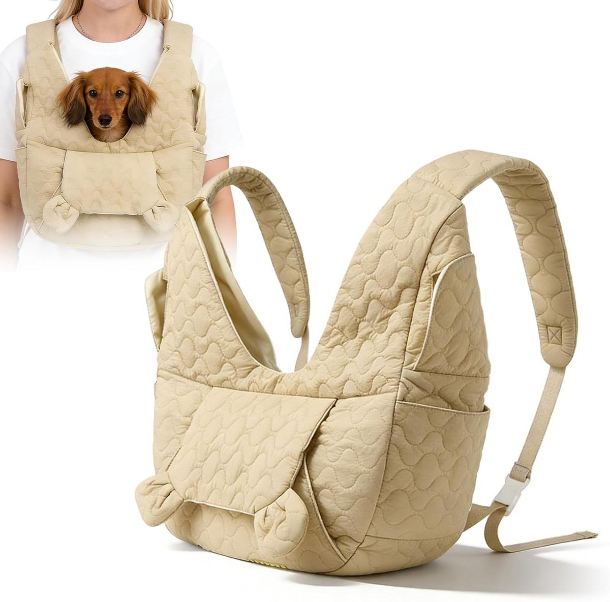 Hondentas Kleine Honden - Hondenrugzak - Wandelen en Reizen - Handsfree Ontwerp - Tot 10 kg - Kaki