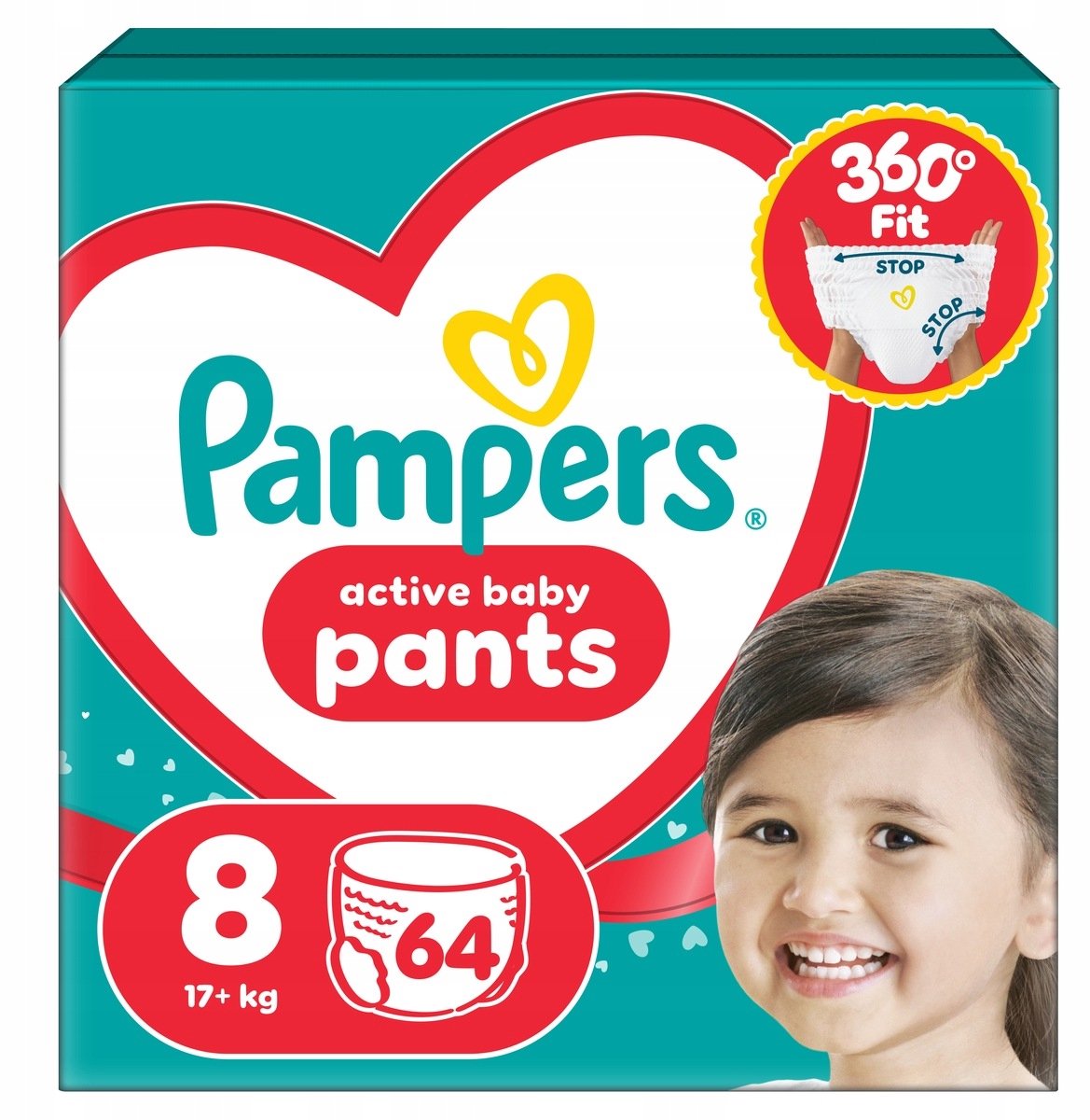 Pampers Active Babybroekje Maat 8 - 64 Stuks, 17+ kg