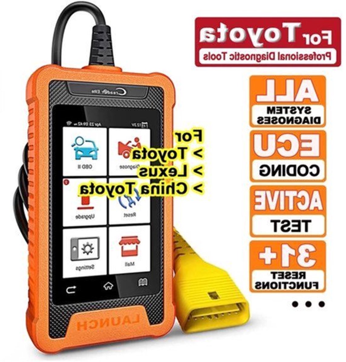 OBD Scanner - OBD2 - Auto Scanner - Auto uitlezen - Diagnose Apparatuur voor Auto's - Autoscanner - Autodiagnosetool - Actieve Test - Slimme Diagnose - 30+ Resetservices - ECU-Codering - OE-Niveau Diagnose - voor Toyota