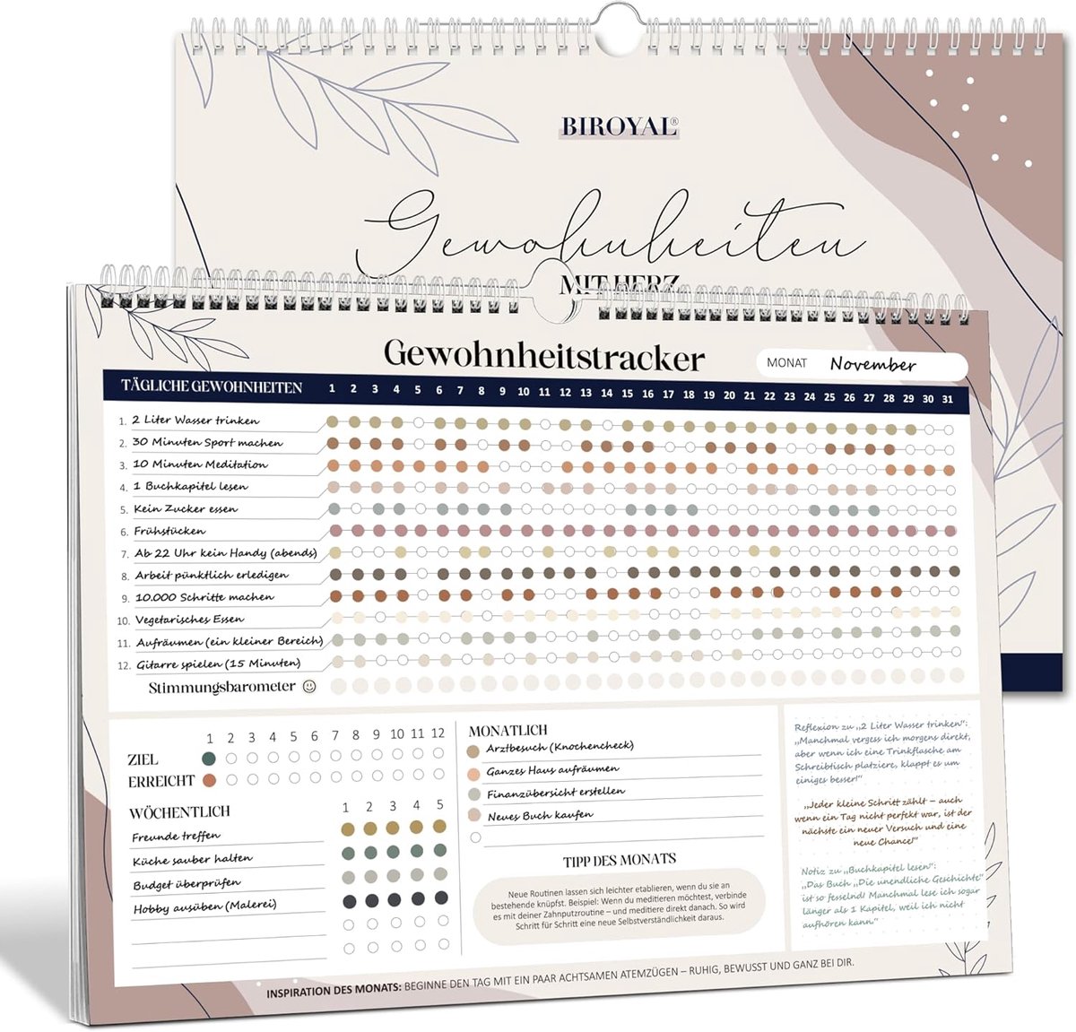 Habit Tracker kalender 2026 - ongedateerd - 12 gewoontes - volg dagelijkse en wekelijkse gewoonten - ShopVlot