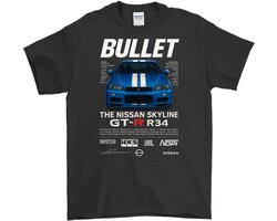 Auto Shirt – THE NISSAN SKYLINE GT-R R34 – Motorsport Outfit – Unisex T-Shirt voor Dames & Heren – Cadeau voor Autoliefhebbers