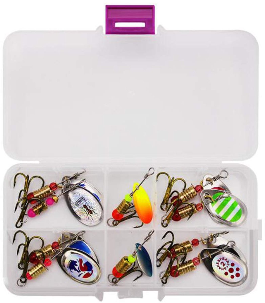 VOANZO 10 stuks kunstaas, spinner aas met plastic doos voor baars, baars, snoek, snoekbaars, forel, zalm, diverse - ShopVlot