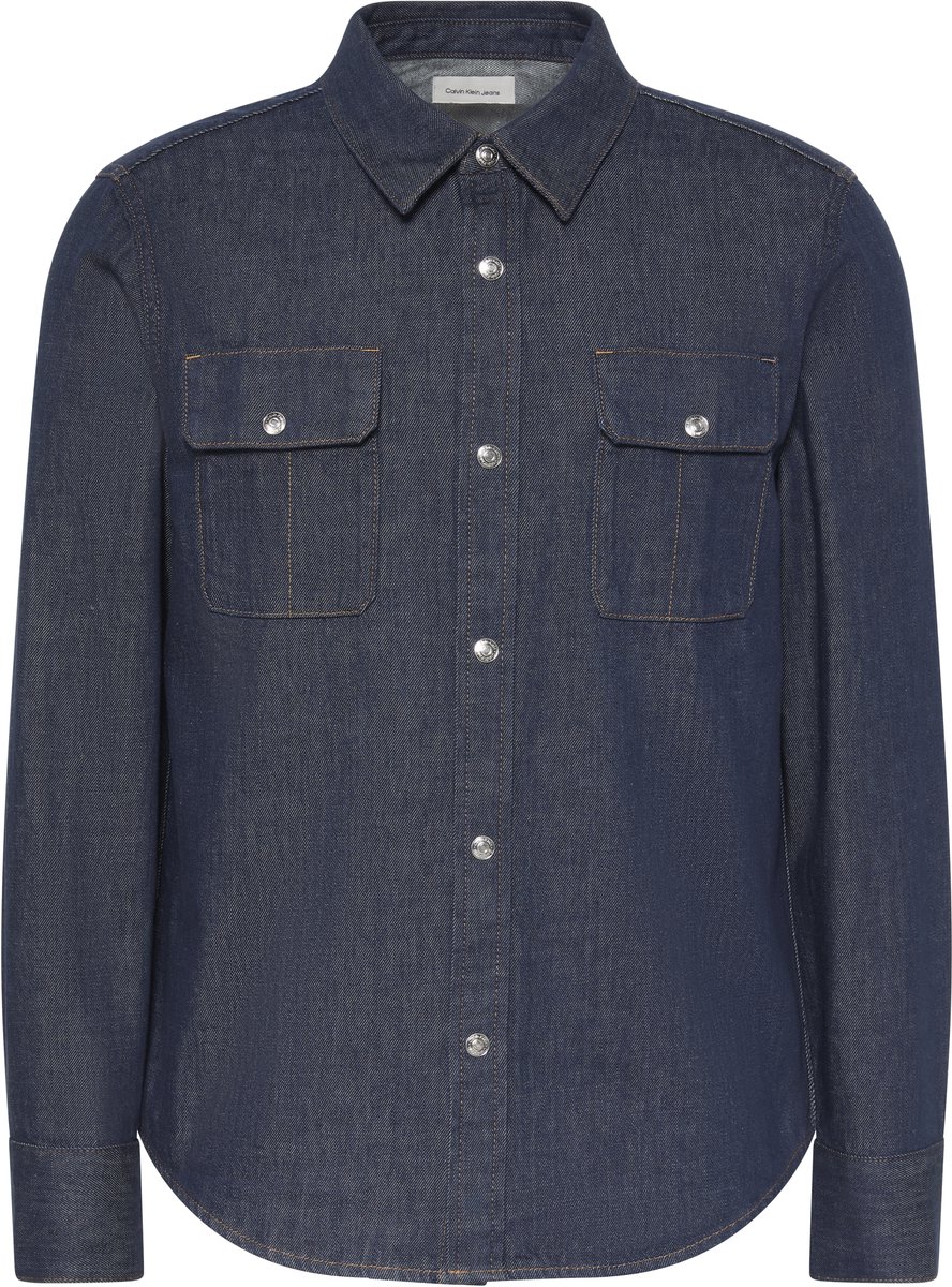 Calvin Klein Overhemd Iconic Indigo Wstrn Lv04rh779g 46e Iconic Indigo Mannen Maat - XL