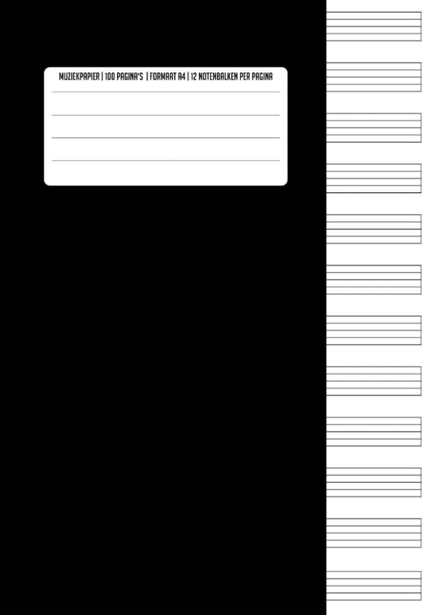 Muziekpapier: 100 Pagina‘s A4 12 Notenbalken - Blank Bladmuziek - Muziekschrift Notenlineatuur Manuscript Muziekboek - ShopVlot