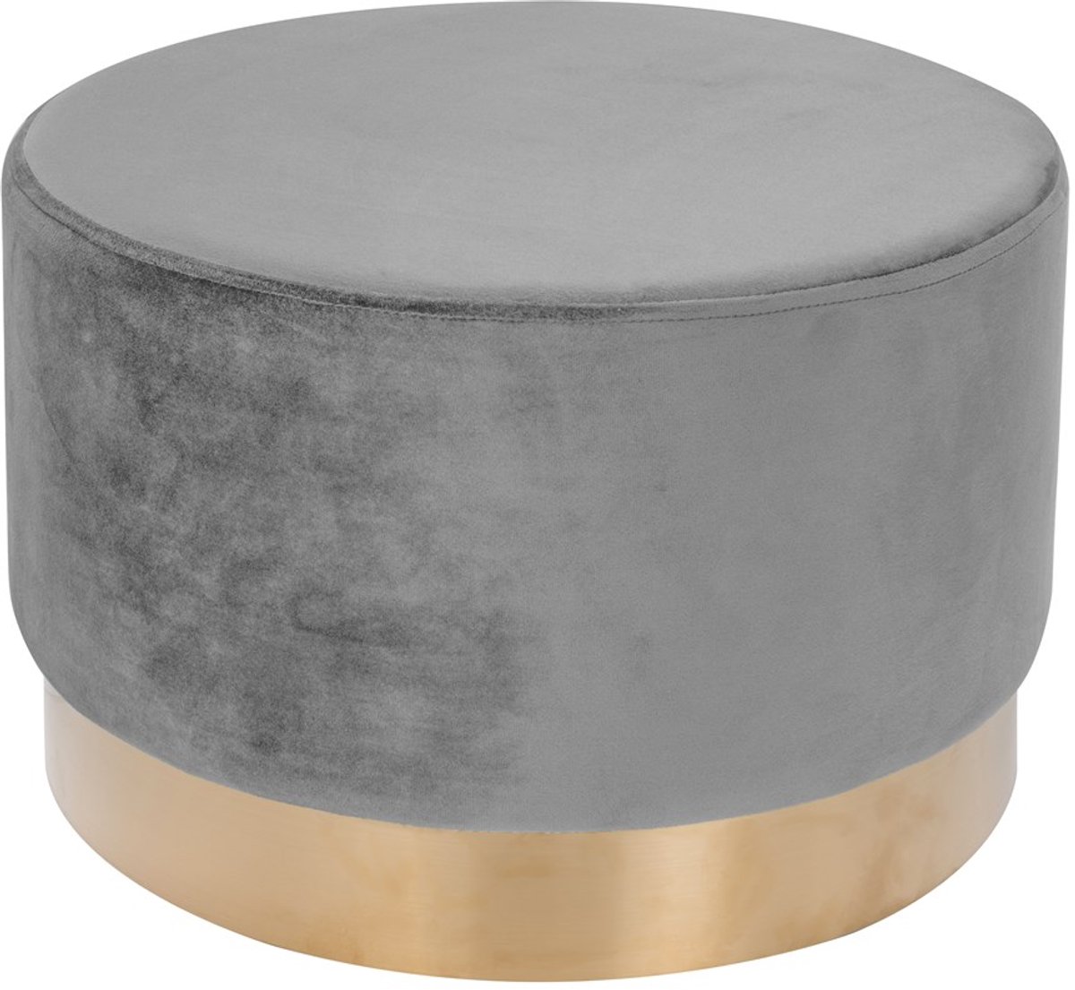 Padiro ronde poef Ø 55 x 43 cm - grijs - fluweel - metalen voet